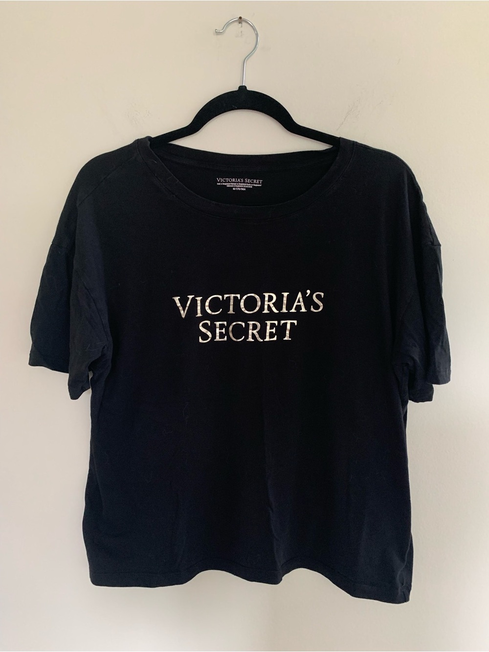 Victoria's Secret Black Logo Boxy Crew Tee